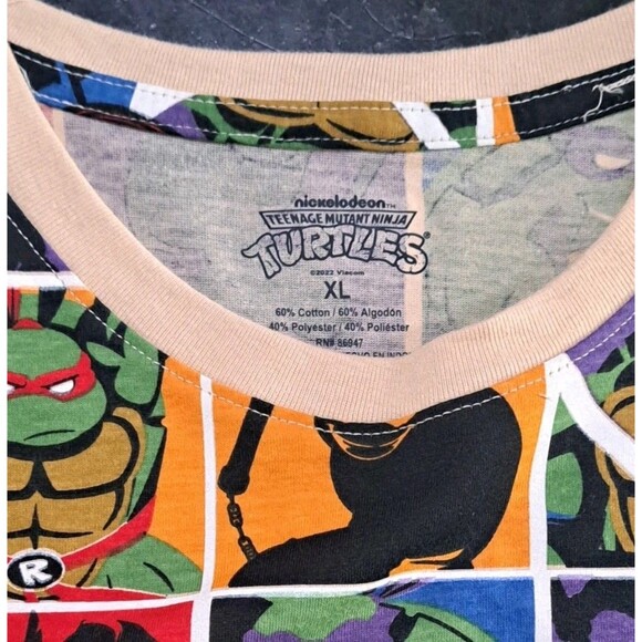 TMNT Teenage Mutant Ninja Turtles T-Shirt Men’s XL All Over Checkered Portrait - Picture 2 of 6